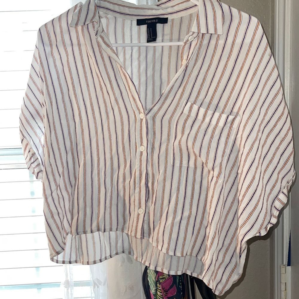 WHITE PURPLE AND ORANGE BLOUSE FOREVER 21